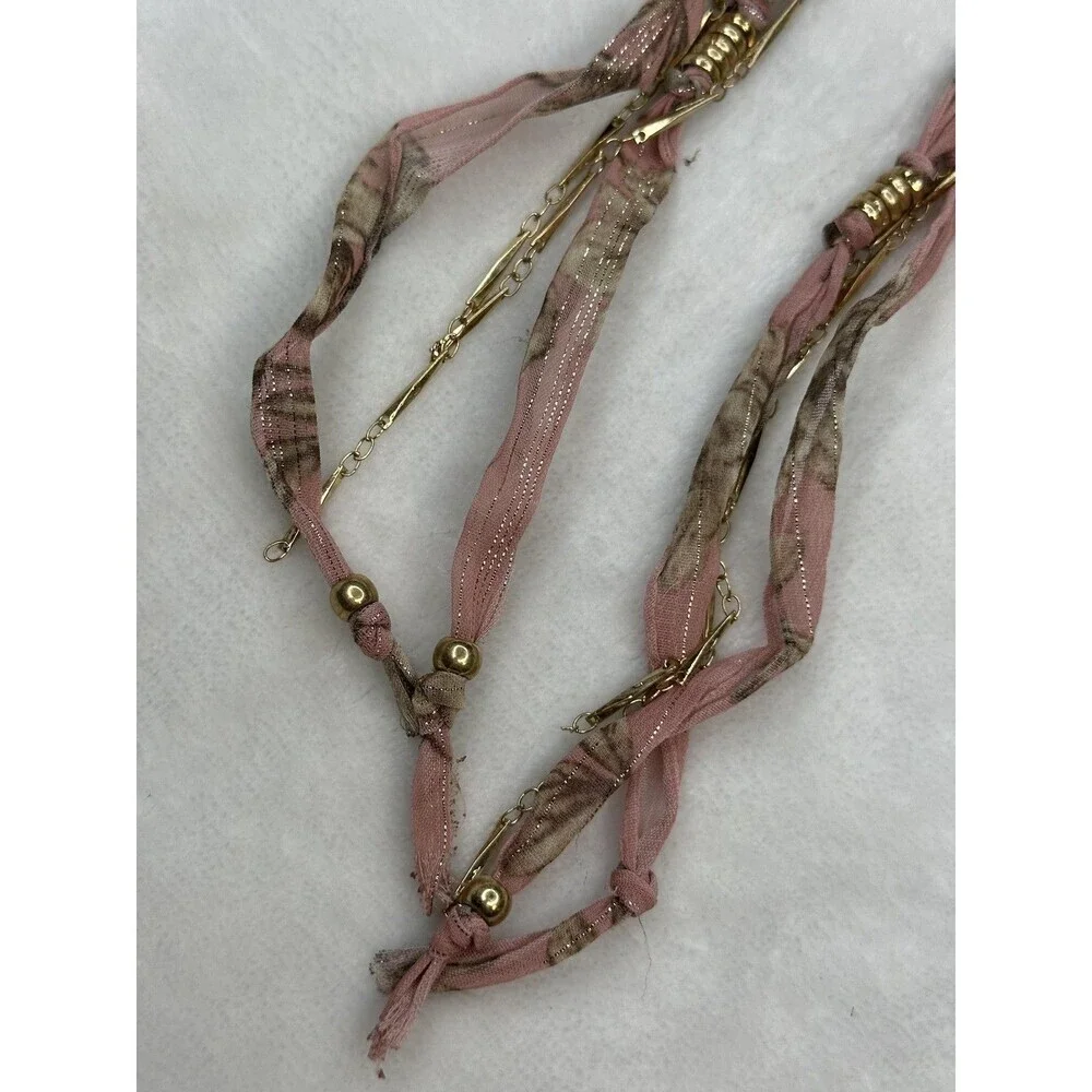 Free People Dangle Earrings Boho Shell Bead Fringe Women Pink Gold Tone Handmade